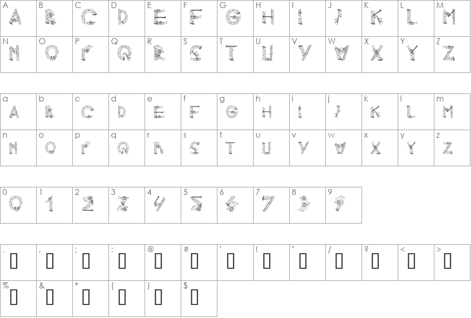AlphaMusicMan font character map preview