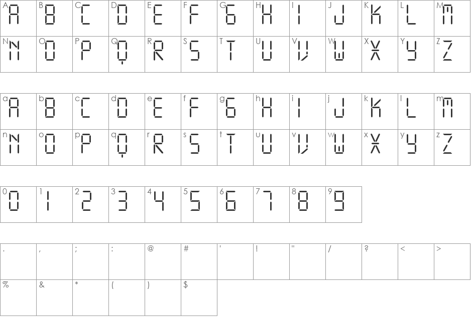 DISPLAY FREE TFB font character map preview