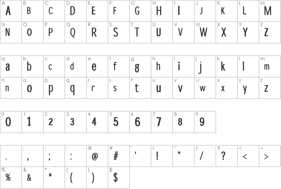 DisProp-Bold font character map preview