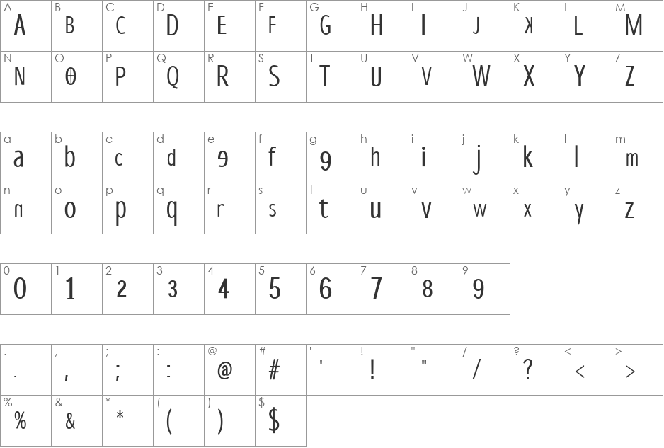 DisPropSans font character map preview