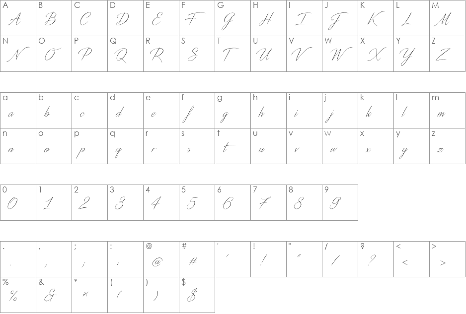 Distant Stroke font character map preview