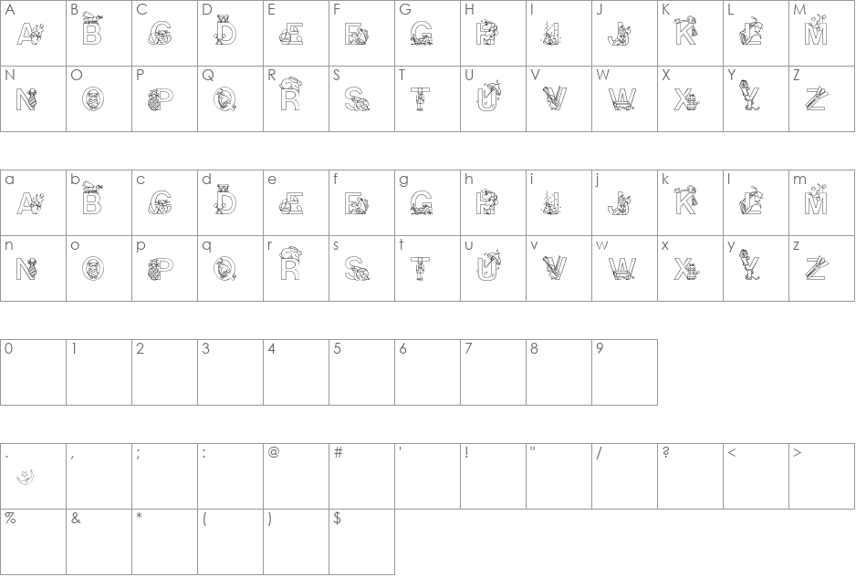 Alphapix font character map preview