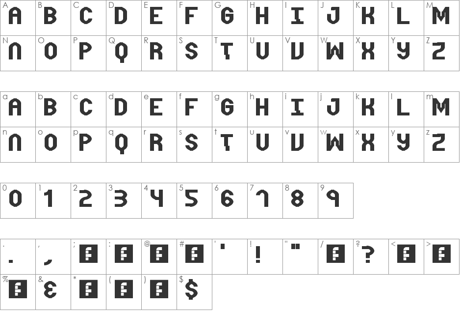 Distortion font character map preview