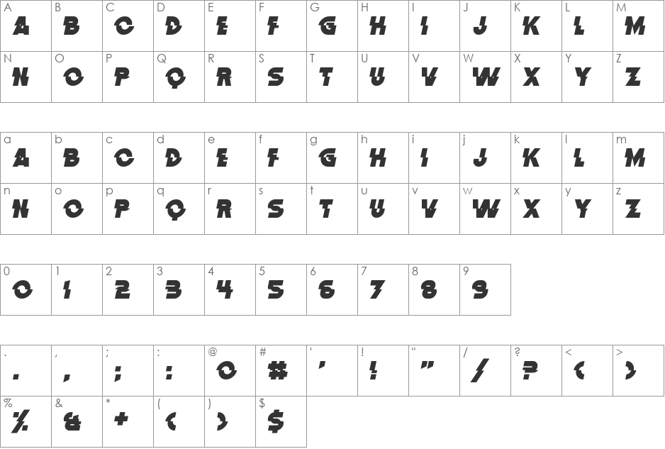 Distortion Dos Analogue font character map preview