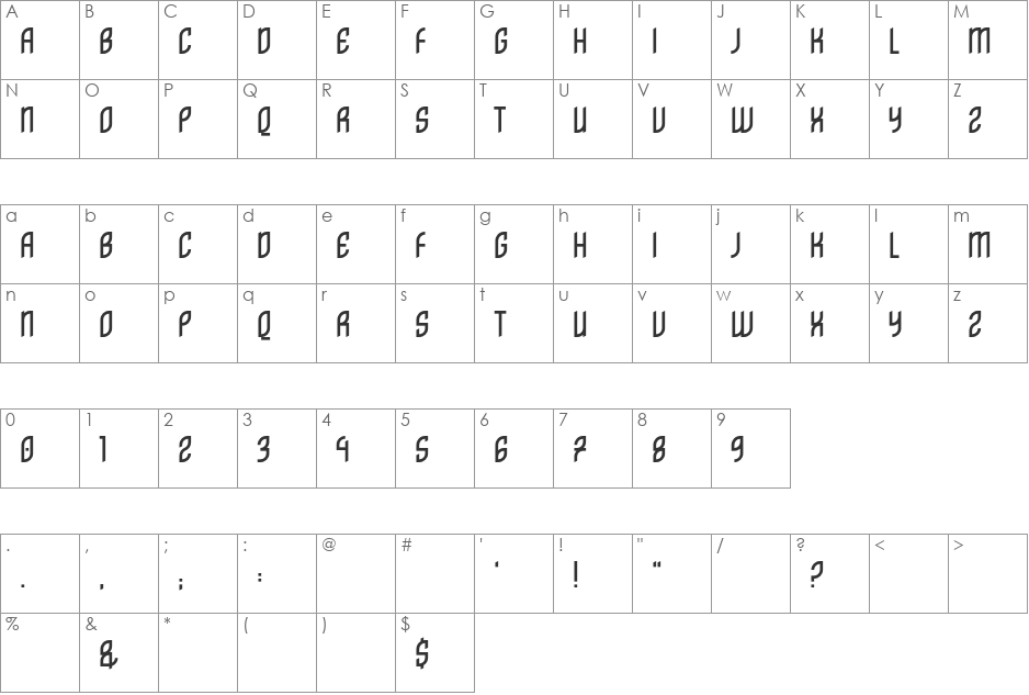 Distrito font character map preview