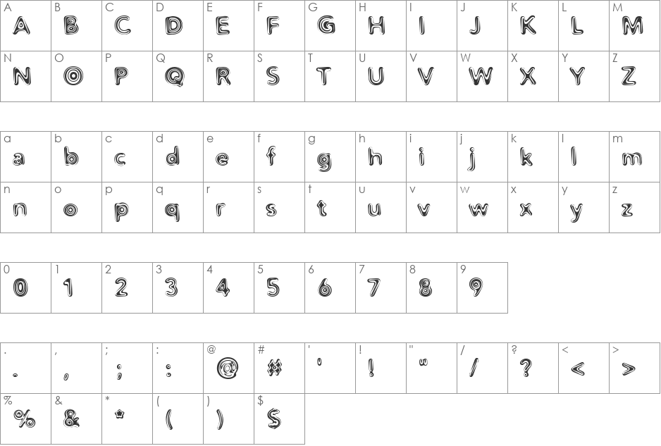 Distro II Liquorice font character map preview