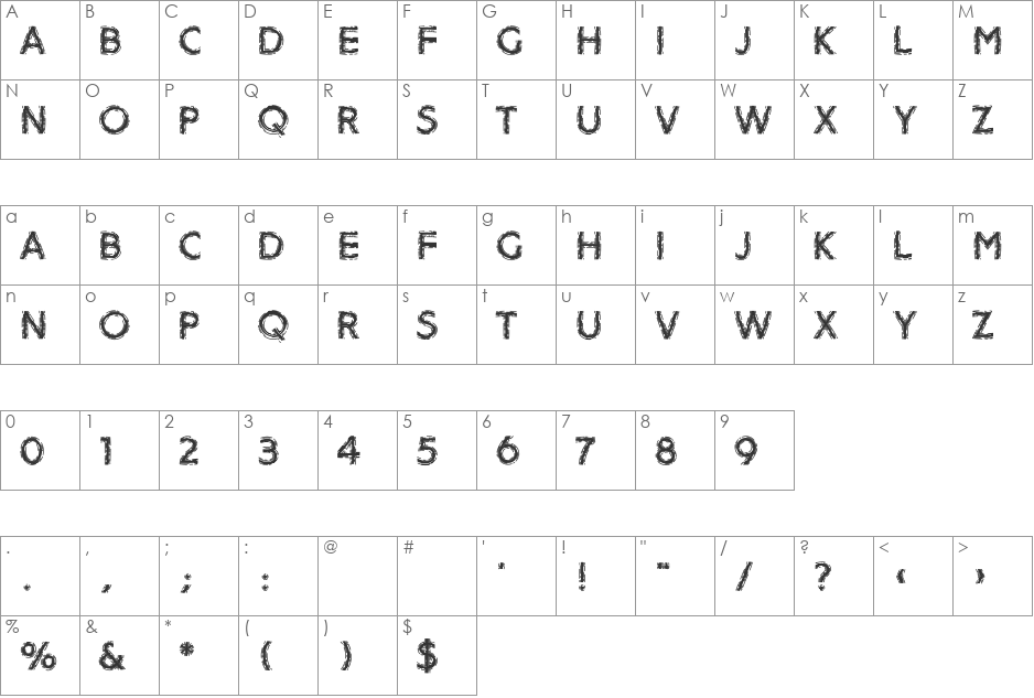 DistroyA font character map preview