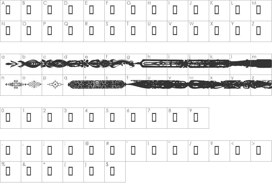 DividersTwo font character map preview