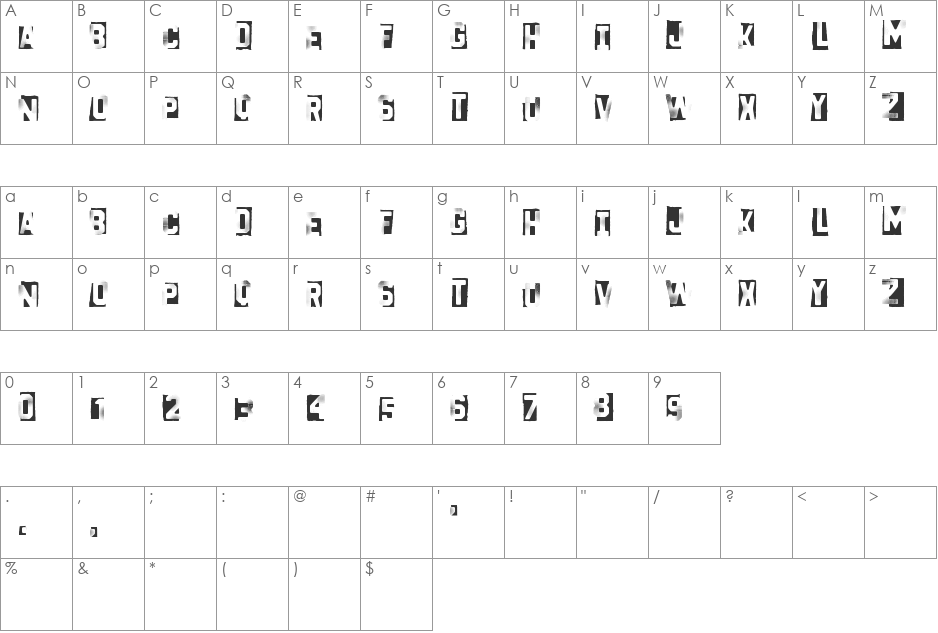 Dixociative font character map preview