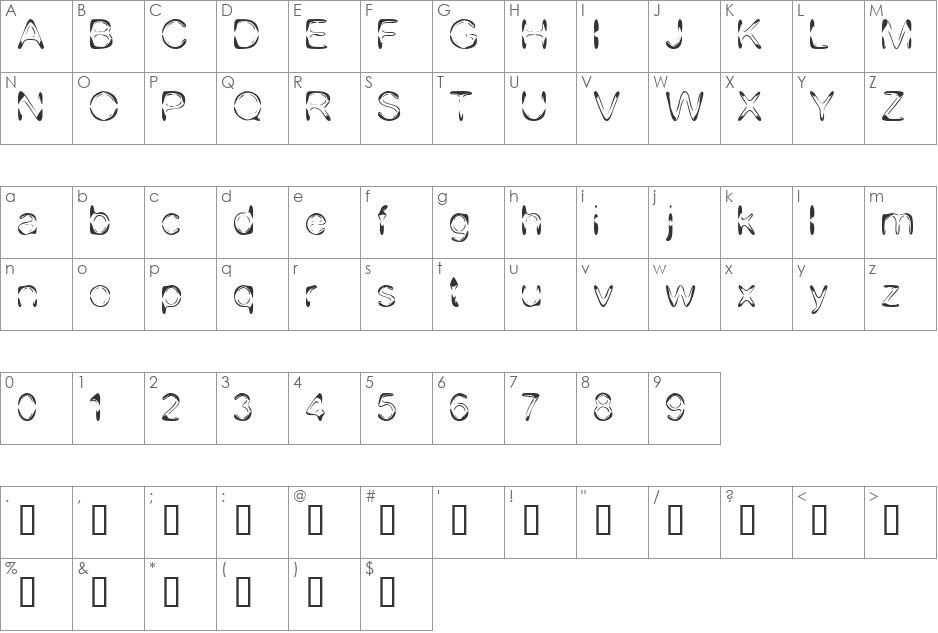DJ 4Skin font character map preview