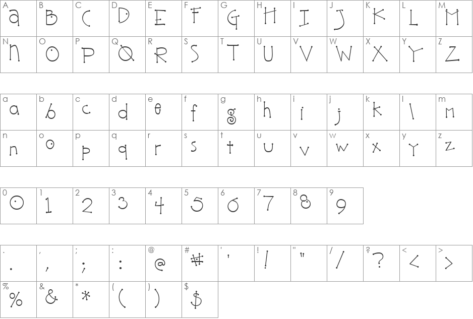 DJ Bumble font character map preview