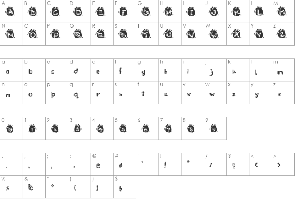 DJ Punkin font character map preview