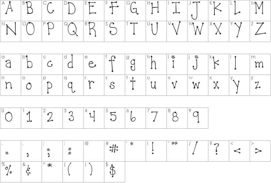 DJB  It's Full of Dots font character map preview