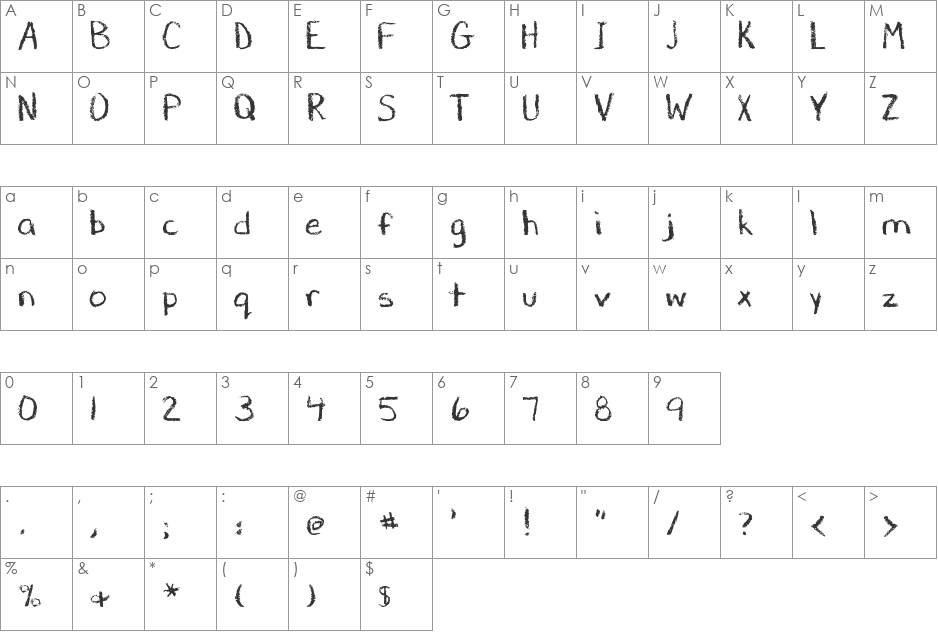 DJB CHALK IT UP font character map preview