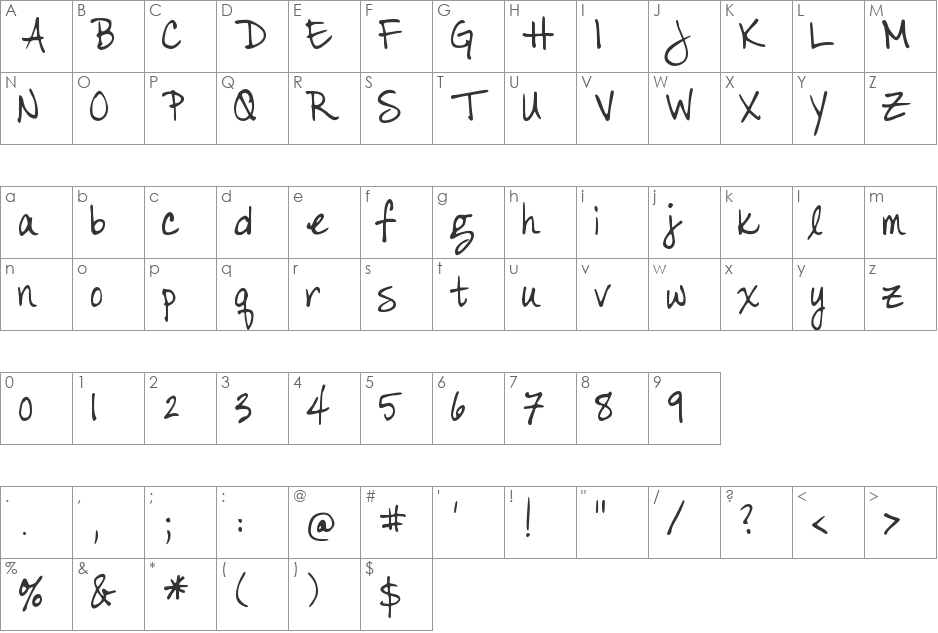 DJB Color Me Chic font character map preview