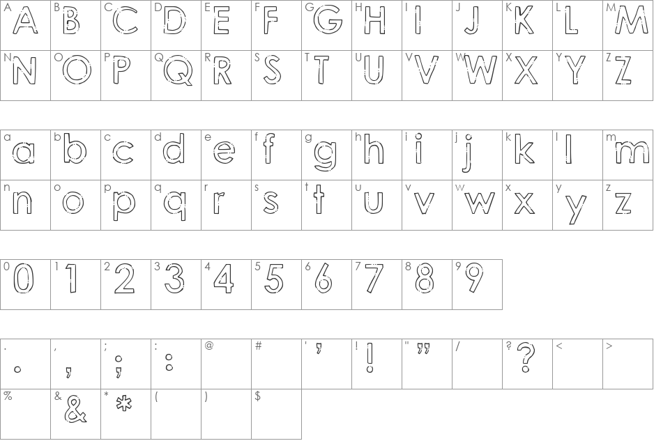 DJB Hand Penned Font font character map preview