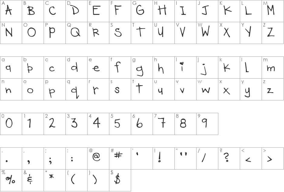 DJB HEART OF DIXI font character map preview