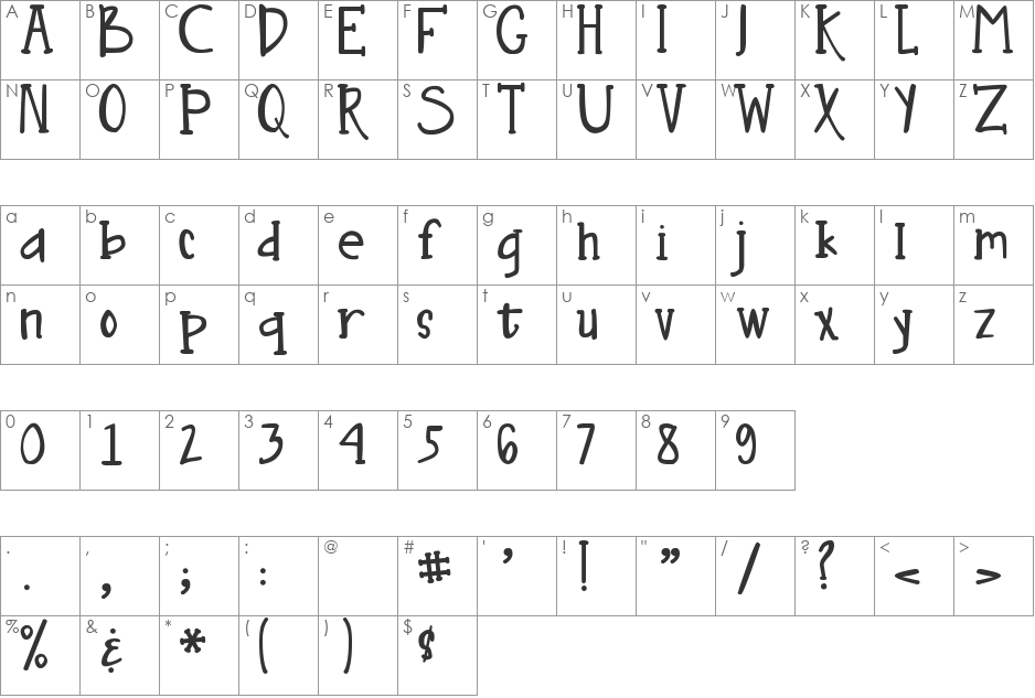 DJB Nouveau Straight font character map preview