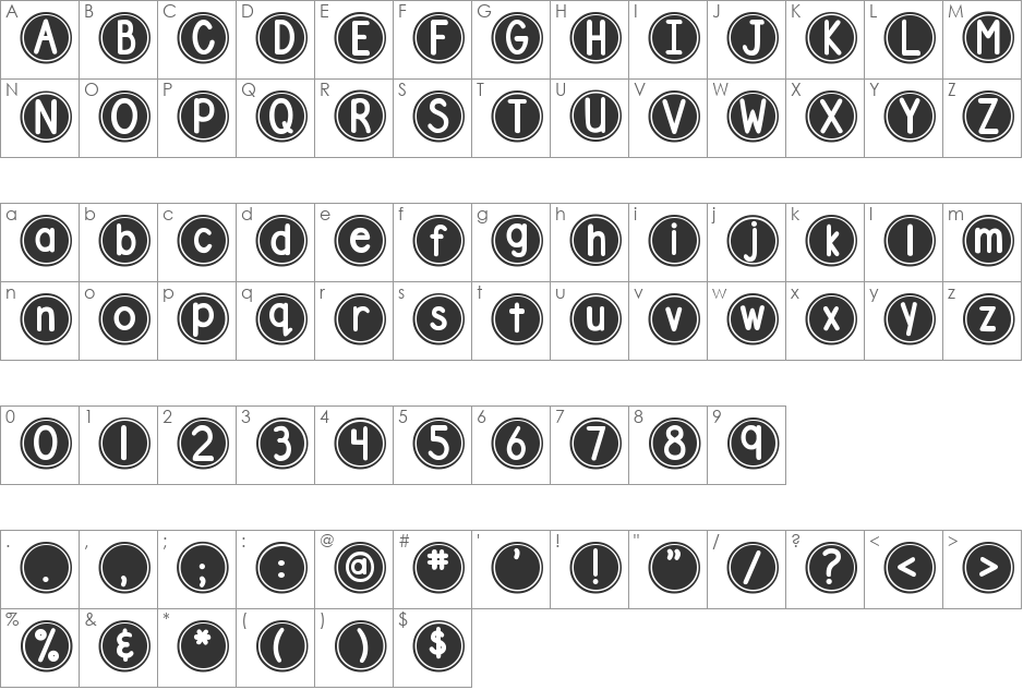DJB Pokey Dots font character map preview