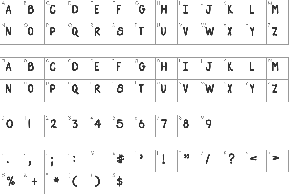 DJB Straight Up Now font character map preview