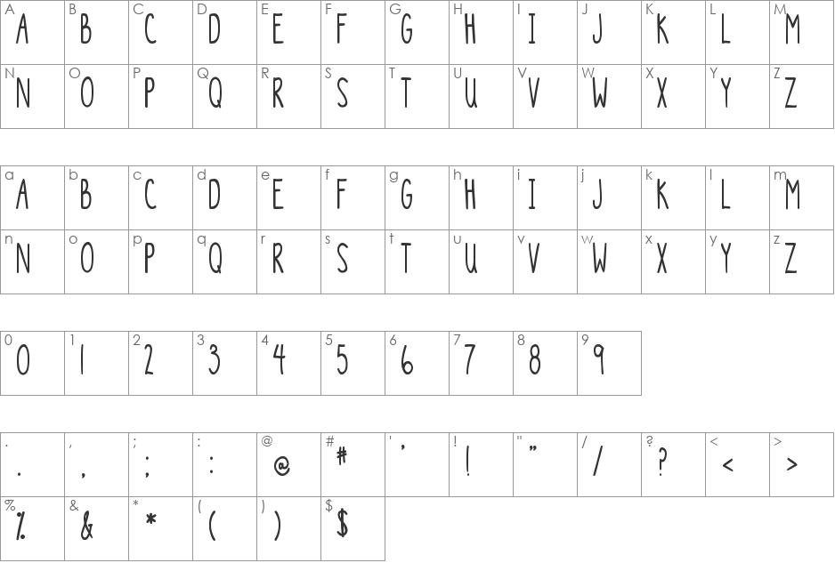 DJB The Generic font character map preview