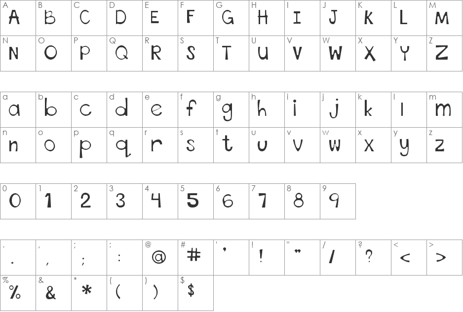 DJB This Font is Stressed font character map preview