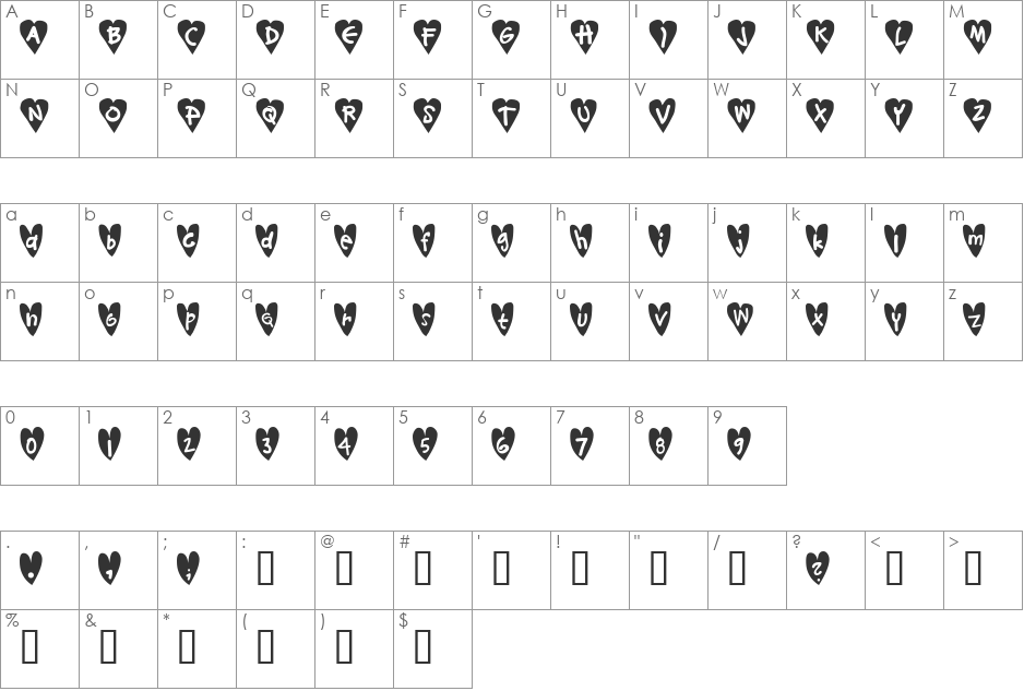 Djellibejbi font character map preview