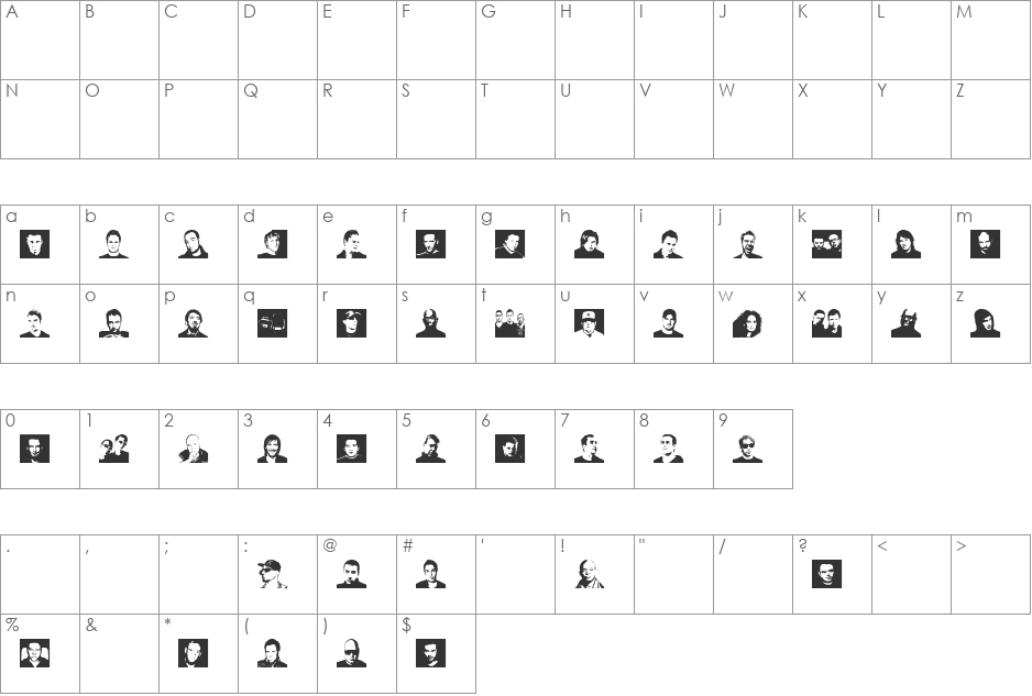 Djs symbols font character map preview