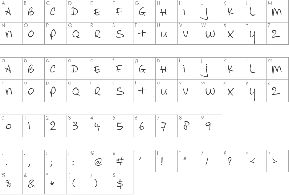 DK Allez Hop font character map preview
