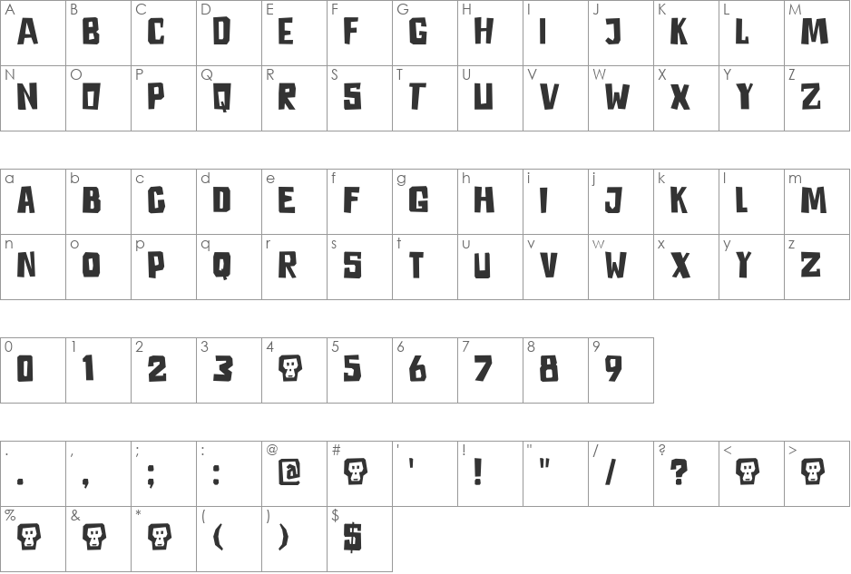 DK Astromonkey font character map preview
