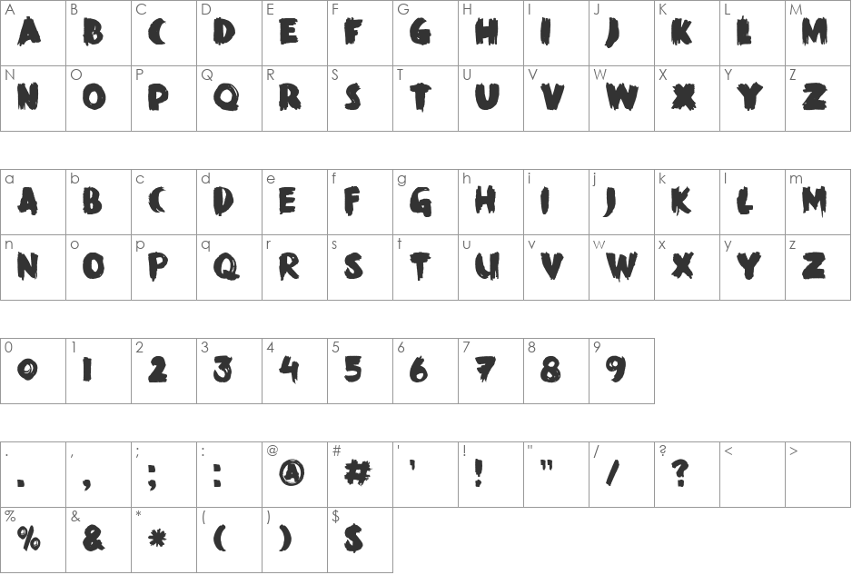 DK Black Mark font character map preview