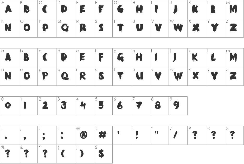 DK Black Mark font character map preview