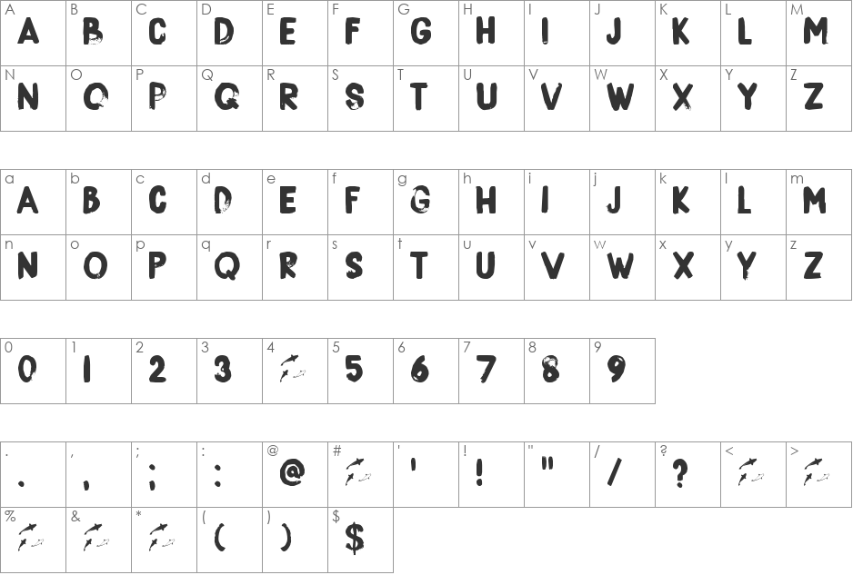 DK Boris Brush font character map preview