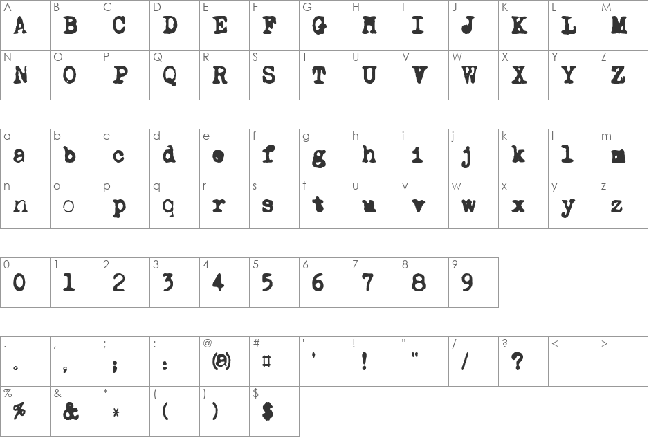 DK Carbonara font character map preview