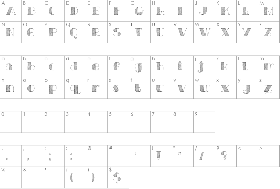 DK Carte Blanche font character map preview