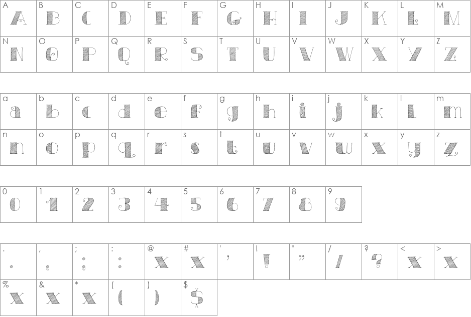 DK Carte Blanche font character map preview