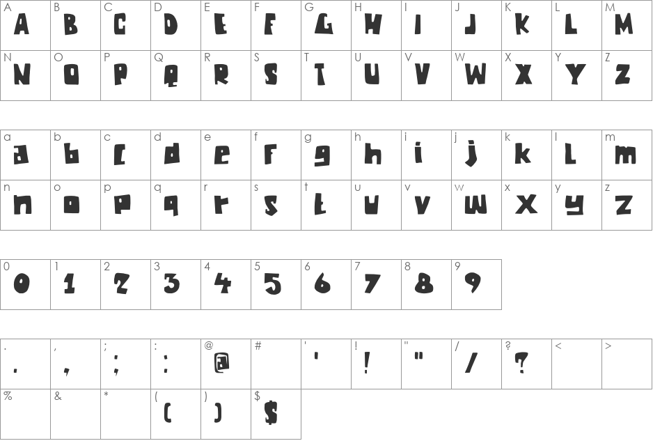 DK Chunky Chicken font character map preview