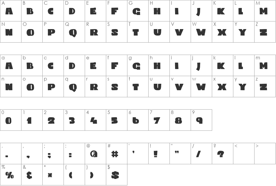 DK Codswallop font character map preview