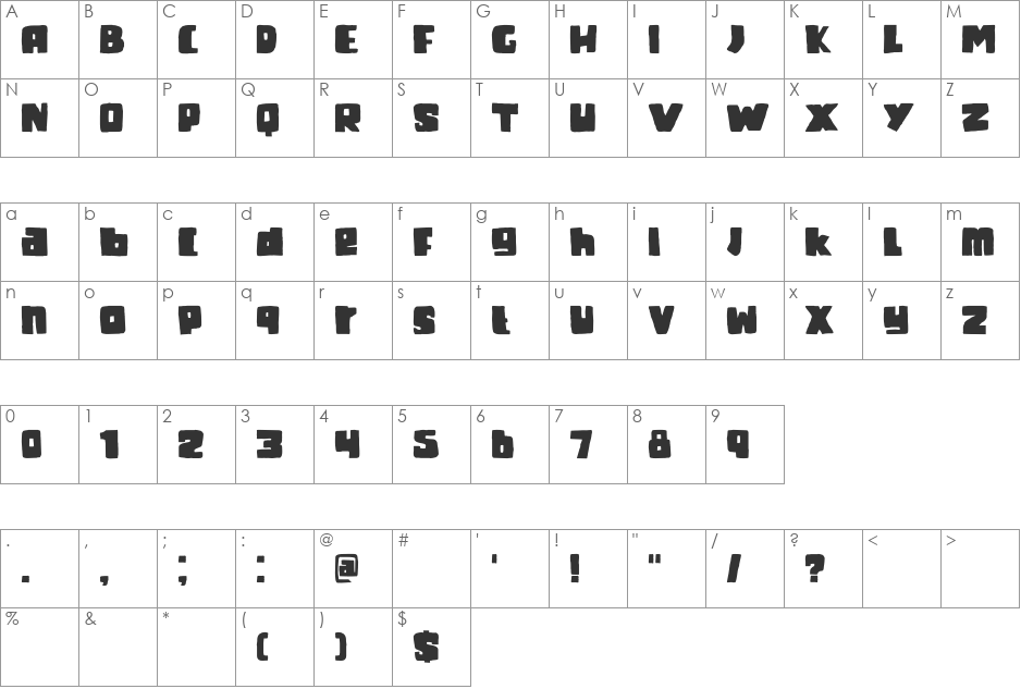 DK Fat Kitty Kat font character map preview
