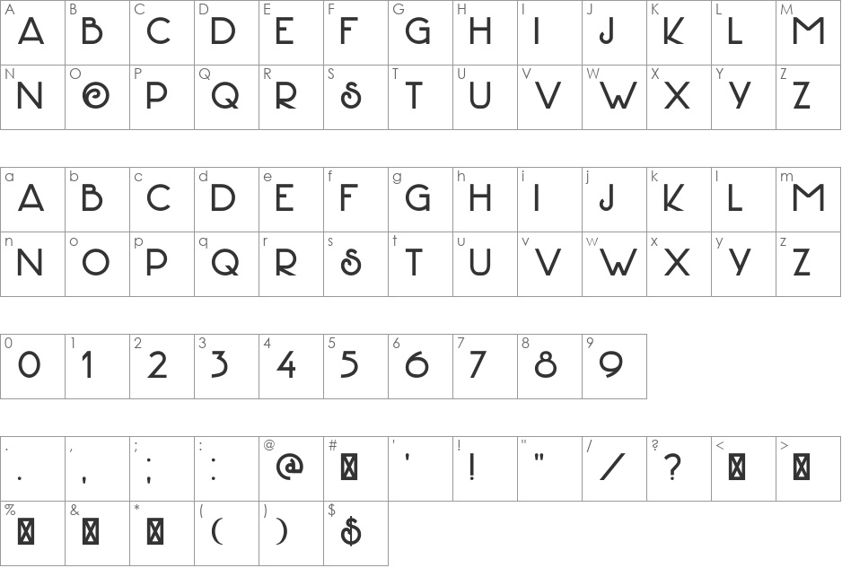 DK Hofstad font character map preview