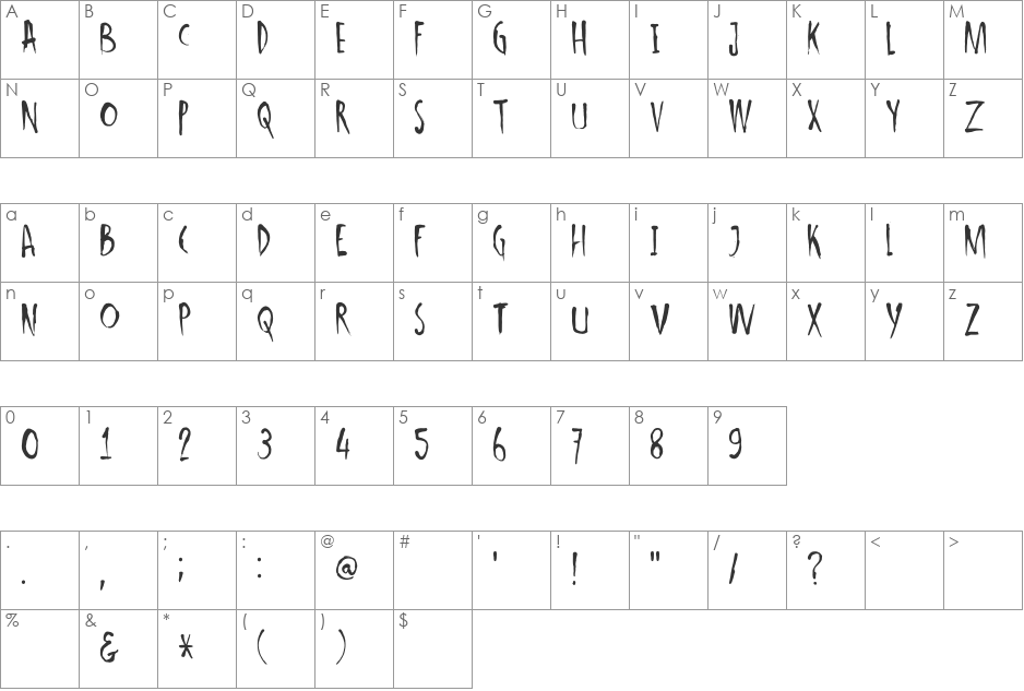 DK Ishtar font character map preview
