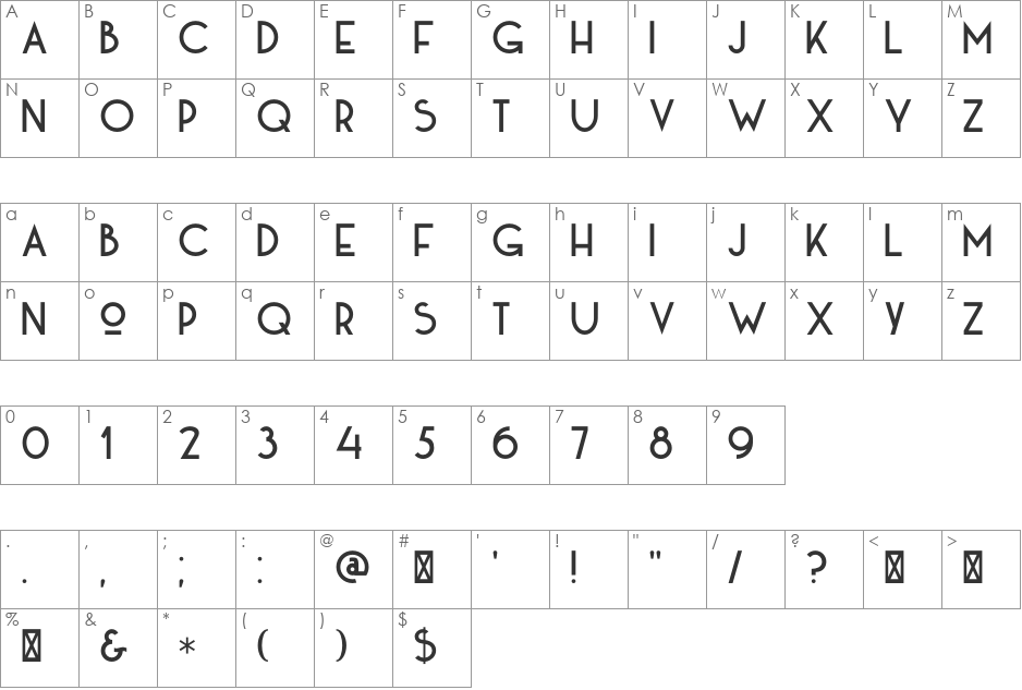 DK Kaikoura font character map preview
