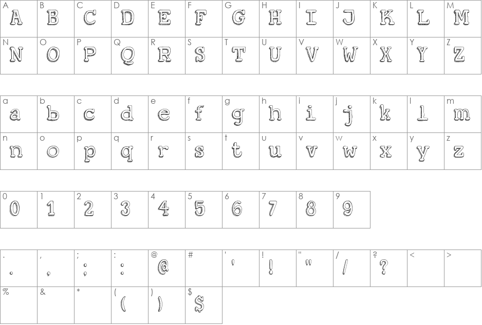 DK Koerier font character map preview