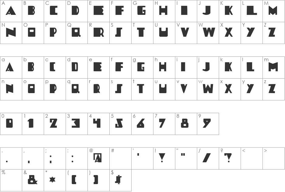 DK Louise font character map preview