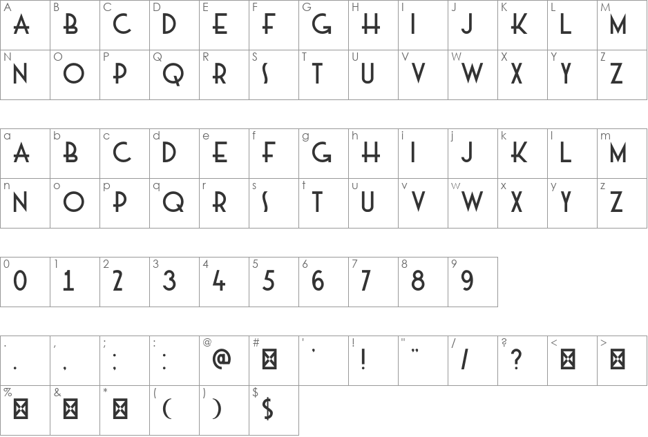 DK Majolica font character map preview