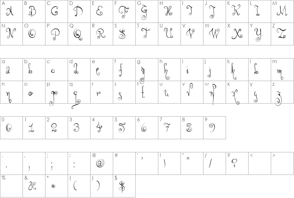 DK Monsieur Le Chat font character map preview