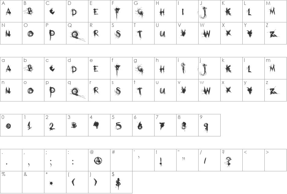 DK Mothman font character map preview
