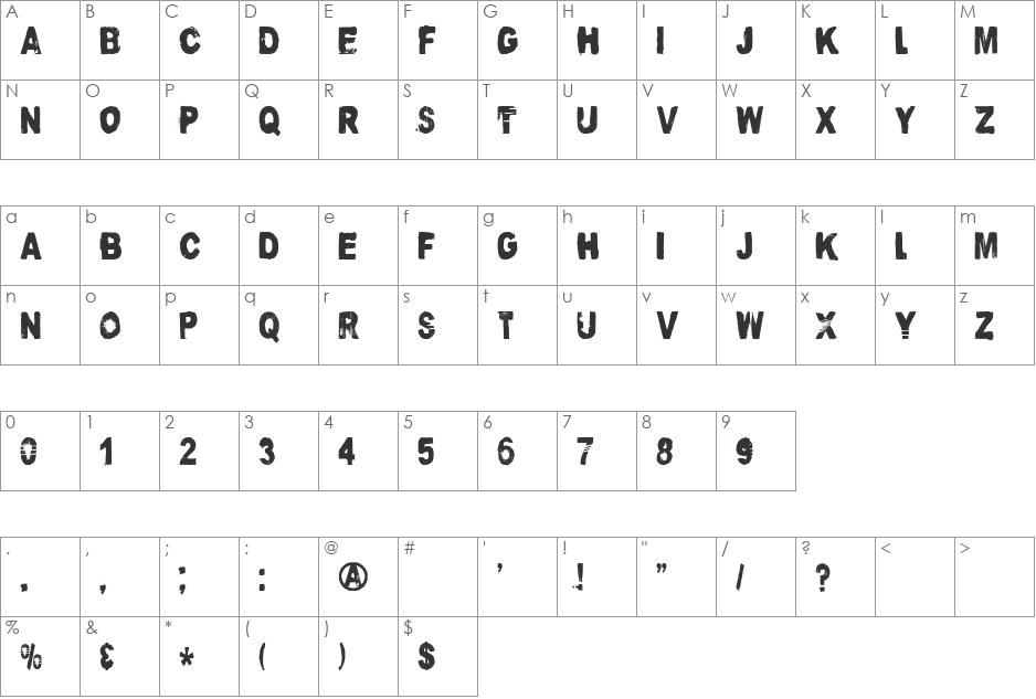 DK Nutnik font character map preview