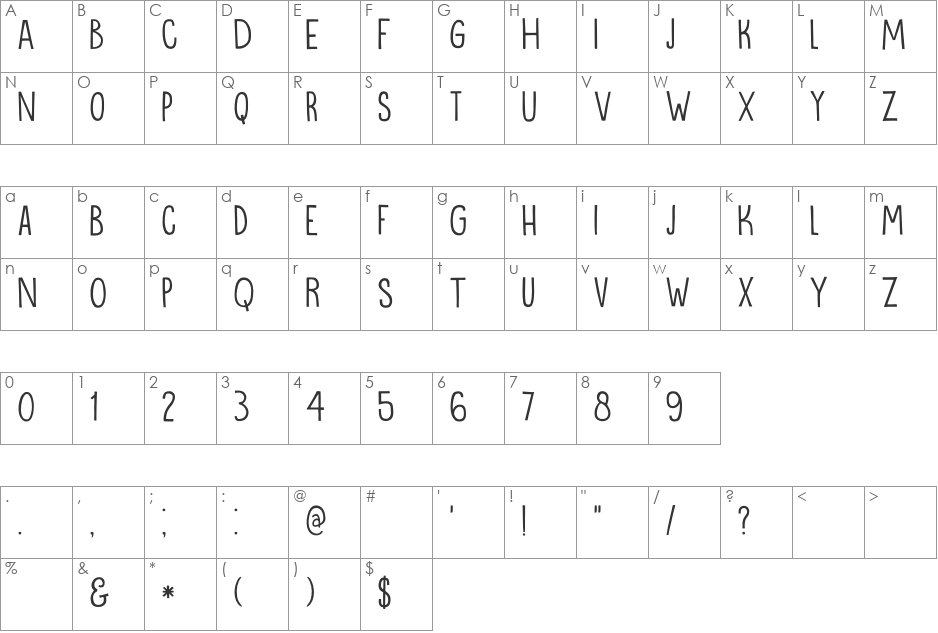 DK Oranjerie font character map preview