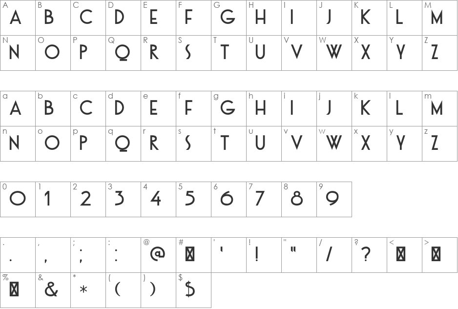 DK Otago font character map preview